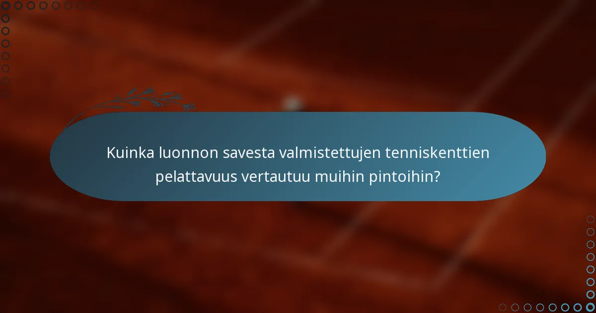 Kuinka luonnon savesta valmistettujen tenniskenttien pelattavuus vertautuu muihin pintoihin?