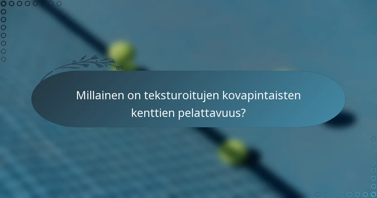 Millainen on teksturoitujen kovapintaisten kenttien pelattavuus?